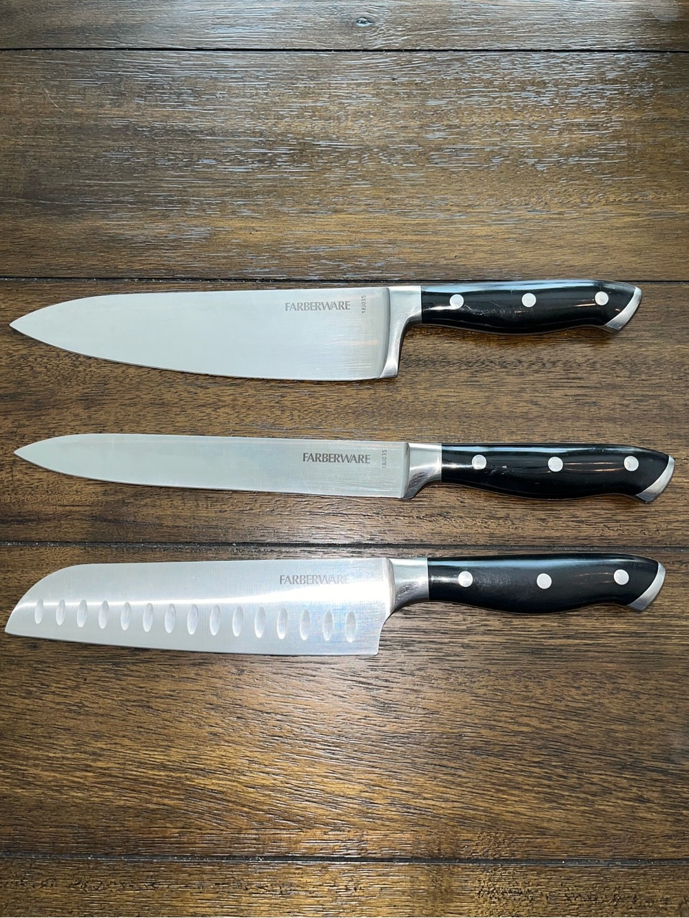 Farberware: 3 Knife Set 13” Chef’s / 13” Kitchen / 12.25” Santoku Knife Set